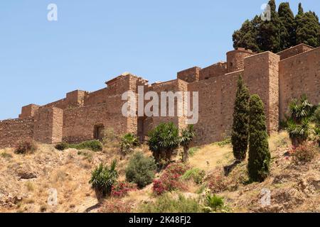 Ruines anciennes du Théâtre romain (El Teatro Romano) au pied de la célèbre forteresse Alcazaba de Málaga. Banque D'Images