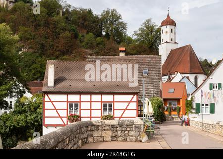 Vieille ville historique de la petite ville de Harburg en Bavière ; Allemagne. Banque D'Images