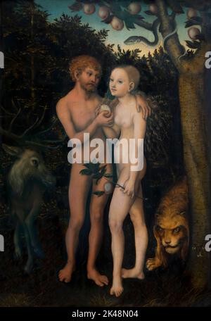 Adam et Eve in Paradise, Lucas Cranach The Elder, 1531, Gemaldegalerie, Berlin, Allemagne, Europe Banque D'Images