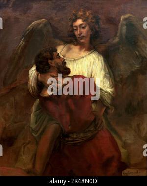 Jacob Wrestling avec l'Ange, Rembrandt, vers 1659, Gemaldegalerie, Berlin, Allemagne, Europe Banque D'Images