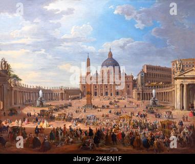 Départ du duc de Choiseul de la place Saint-Pierre, Giovanni Paolo Panini, 1754, Gemaldegalerie, Berlin, Allemagne, Europe Banque D'Images