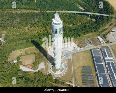 Rottweil, 15th août 2022, Allemagne. La tour de test d'ascenseur TK est une tour de test d'ascenseur. 246 mètres ou 807 pieds de haut. test en ascenseur à grande vitesse Banque D'Images