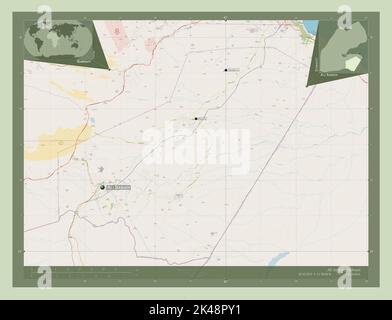 Ali Sabieh, région de Djibouti. Ouvrez la carte des rues. Lieux et noms des principales villes de la région. Cartes d'emplacement auxiliaire d'angle Banque D'Images