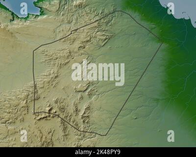 Ali Sabieh, région de Djibouti. Carte d'altitude en couleur avec lacs et rivières Banque D'Images