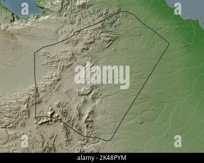 Ali Sabieh, région de Djibouti. Carte d'altitude colorée en style wiki avec lacs et rivières Banque D'Images