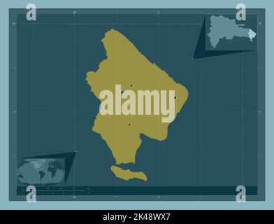 La Altagracia, province de la République dominicaine. Forme de couleur unie. Lieux des principales villes de la région. Cartes d'emplacement auxiliaire d'angle Banque D'Images