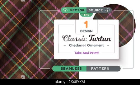 Motif Halloween Tartan sans couture, texture joyeux noël, tissu écossais à carreaux Illustration de Vecteur