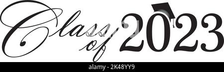 Classe de 2023 script Noir et blanc Illustration de Vecteur