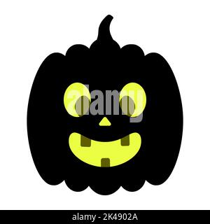 Citrouille. Silhouette. Expression du visage souriante. Jolie grimace avec des dents. Illustration vectorielle. Arrière-plan blanc isolé. Symbole Halloween. Illustration de Vecteur