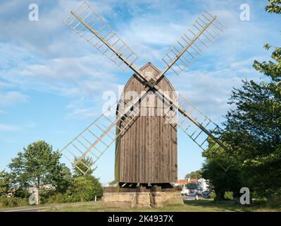 Bechs Mølle - le plus ancien moulin à vent du Danemark, Svaneke, Bornholm, mer Baltique Banque D'Images