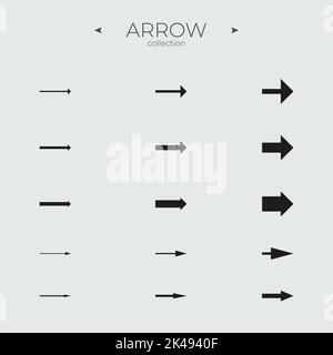 Collection de flèches. Ensemble d'icônes de vecteur de flèche. Symboles vectoriels modernes. Simple pictogramme minimal. Contour vectoriel modifiable Illustration de Vecteur