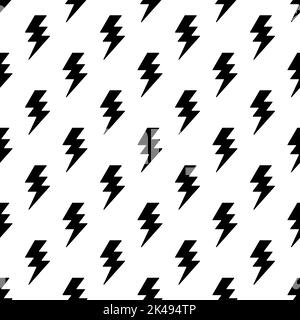 Motif de dessin animé vectoriel sans couture avec imprimé Flash Lightning. Arrière-plan abstrait répétable de l'éclair. Design sans fin noir et blanc. Illustration de Vecteur