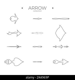 Icônes de ligne mince. Icône flèche universelle. Symboles vectoriels modernes. Pour les graphiques Web. Illustration vectorielle Illustration de Vecteur