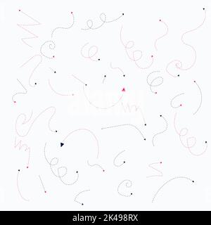 Diverses flèches de dessin. Ensemble de vecteurs abstraits dessinés à la main. Pointeurs de direction formes et objets. Pointeurs d'orientation des courbes et des courbes. Vecteur Illustration de Vecteur