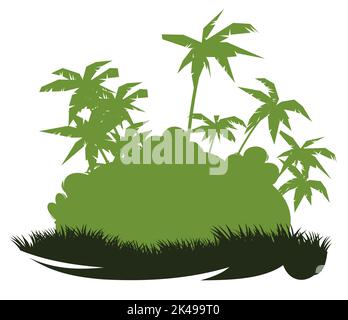 Prairie et palmiers. Jungle forêt tropicale. Silhouette de paysage de la nature. Épaississement tropical dense. Isolé sur fond blanc. Vecteur Illustration de Vecteur