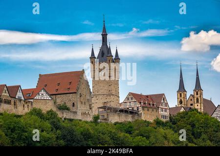 Vue sur la ville historique de Bad Wimpfen sur le fleuve Neckar. Neckartal, Bade-Wurtemberg, Allemagne, Europe Banque D'Images