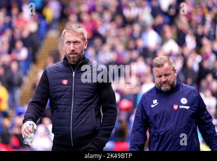 Graham Potter, directeur de Chelsea (à gauche), en avance sur le match de la Premier League à Selhurst Park, Londres. Date de la photo: Samedi 1 octobre 2022. Banque D'Images