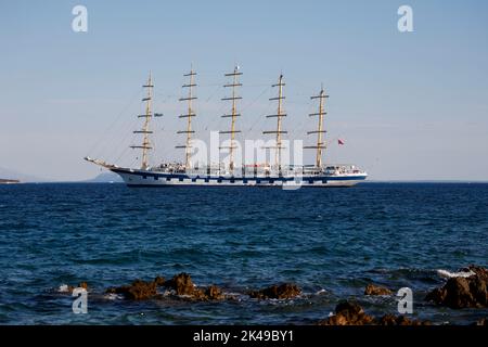 Royal Clipper s'est ancré au large de l'île de Krk, en Croatie, en Europe. Banque D'Images