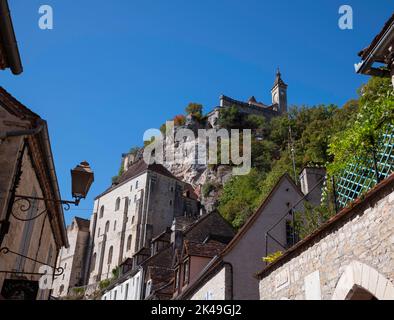 l'église de rocamadour au sommet de la colline en france Banque D'Images