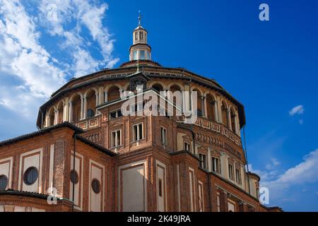 Détail de l'église de Santa Maria delle Grazie (Sainte Marie de grâce 1463-1497) à Milan, Lombardie, Italie, Europe. Banque D'Images