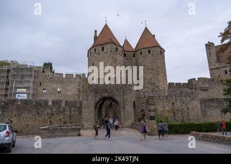 Cité médiévale historique forte de Carcassonne, Aude, Occitanie, Sud de la France. Patrimoine mondial de l'UNESCO Banque D'Images