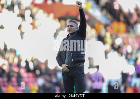 Sunderland, Royaume-Uni. 01st octobre 2022. Ryan Lowe responsable de Preston pendant le match de championnat Sky Bet Sunderland vs Preston North End au stade de Light, Sunderland, Royaume-Uni, 1st octobre 2022 (photo de Dan Cooke/News Images) à Sunderland, Royaume-Uni, le 10/1/2022. (Photo de Dan Cooke/News Images/Sipa USA) crédit: SIPA USA/Alay Live News Banque D'Images