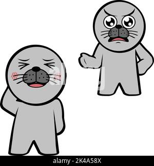 angry debout chibi sceaux kid personnage caricatures ensemble d'expressions de la collection au format vectoriel Illustration de Vecteur