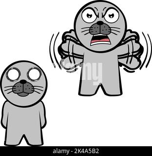 criing debout chibi sceaux kid personnage de dessin animé expressions ensemble de collection au format vectoriel Illustration de Vecteur