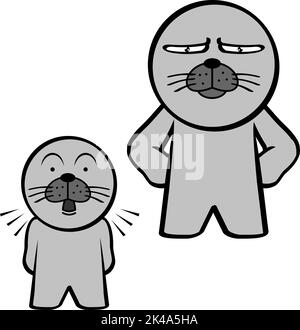 grumpy debout chibi sceaux kid personnage caricatures ensemble d'expressions de la collection au format vectoriel Illustration de Vecteur