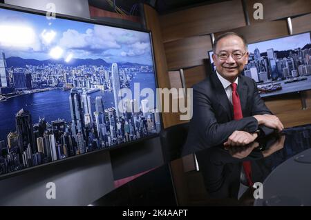 Eddie Yue Wai-man, Directeur général de l'Autorité monétaire de Hong Kong, au bureau du SCMP à Causeway Bay. 28SEP22. SCMP / TSE de mai Banque D'Images