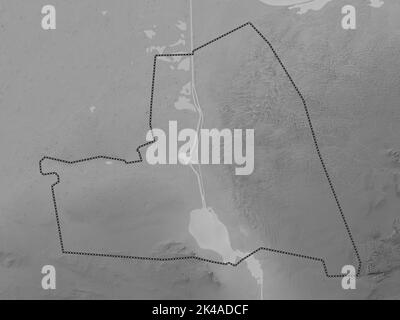 Al Isma'iliyah, gouvernorat de l'Égypte. Carte d'altitude en niveaux de gris avec lacs et rivières Banque D'Images