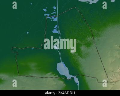 Al Isma'iliyah, gouvernorat de l'Égypte. Carte d'altitude en couleur avec lacs et rivières Banque D'Images