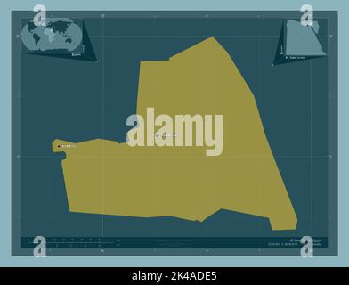 Al Isma'iliyah, gouvernorat de l'Égypte. Forme de couleur unie. Lieux et noms des principales villes de la région. Cartes d'emplacement auxiliaire d'angle Banque D'Images