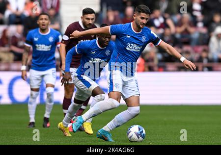 Édimbourg, le 1st octobre 2022. Antonio Colak des Rangers lors du match cinch Premiership au parc Tynecastle, à Édimbourg. Crédit photo à lire: Neil Hanna/Sportimage crédit: Sportimage/Alamy Live News Banque D'Images