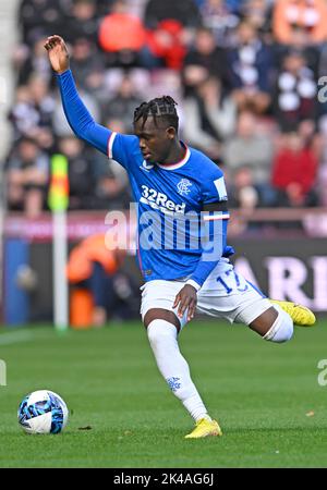 Édimbourg, le 1st octobre 2022. Rabbi Matondo de Rangers lors du match cinch Premiership au parc Tynecastle, Édimbourg. Crédit photo à lire: Neil Hanna/Sportimage crédit: Sportimage/Alamy Live News Banque D'Images