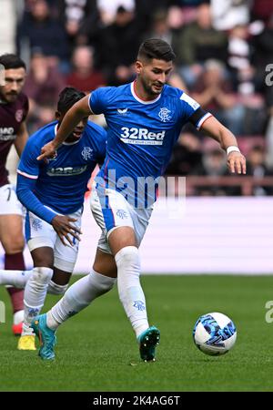 Édimbourg, le 1st octobre 2022. Antonio Colak des Rangers lors du match cinch Premiership au parc Tynecastle, à Édimbourg. Crédit photo à lire: Neil Hanna/Sportimage crédit: Sportimage/Alamy Live News Banque D'Images