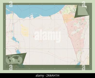 Shamal Sina', gouvernorat de l'Égypte. Ouvrez la carte des rues. Lieux des principales villes de la région. Cartes d'emplacement auxiliaire d'angle Banque D'Images