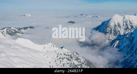 Panorama de montagne de Nebelhorn, 2224m, dans Rettenschwangtal, dans l'arrière à gauche le Gruenten, 1783m, Alpes d'Allgaeu, Allgaeu, Bavière, Allemagne Banque D'Images