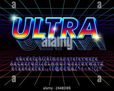 Ultra Festival Music Neon effet de texte futuriste Glitch Illustration de Vecteur