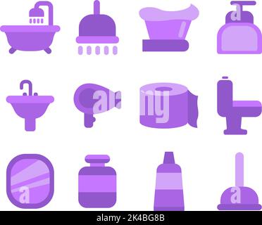 Appareils de salle de bain, illustration, vecteur sur fond blanc. Illustration de Vecteur