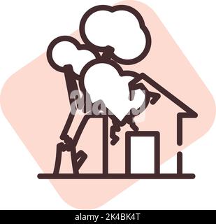 Catastrophe nature tremblement de terre, illustration, vecteur sur fond blanc. Illustration de Vecteur