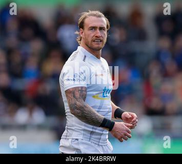 Vente, Royaume-Uni. 1st octobre 2022 ; AJ Bell Stadium, sale, Angleterre ; Gallagher Premiership Rugby, Vente versus Exeter Chiefs : Stuart Hogg of Exeter Chiefs Credit: Action plus Sports Images/Alamy Live News Banque D'Images