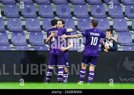 Nokkvi Thorisson de Beerschot célèbre après avoir remporté un match de football entre Beerschot va et KMSK Deinze, le samedi 01 octobre 2022 à Anvers, le 7 e jour de la première division du championnat belge « Challenger Pro League » 2022-2023. BELGA PHOTO TOM GOYVAERTS Banque D'Images