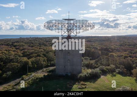 Le parc national de Camp Hero et l'installation radar semi-automatique de l'environnement terrestre (sage), maintenant désaffecté à Montauk, long Island. Banque D'Images