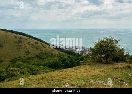 Une vue aérienne du paysage à Ventnor sur l'île de Wight, en Angleterre Banque D'Images