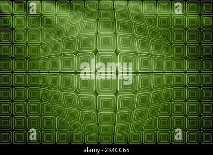 Illustration abstraite de formes carrées géométriques vertes sur fond noir. Arrière-plans technologiques avec texture abstraite avec formes abstraites c Banque D'Images