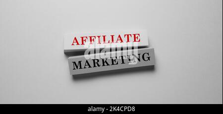 Gros plan conceptuel d'une idée d'entreprise montrant le marketing d'affiliation Banque D'Images