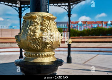 Gros plan d'un détail du kiosque ovale Cliftonville dans la ville balnéaire de Margate, en Angleterre Banque D'Images