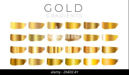 Dégradés d'or Nuancier de couleurs de peinture avec contours de pinceau Illustration de Vecteur