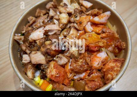 Un poulet croustillant et délicieux Chop Double Rice au barbecue Banque D'Images